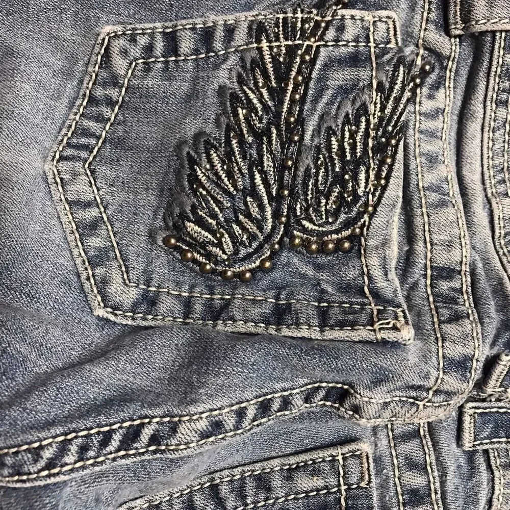 Miss Me Angel Wings Denim Capri